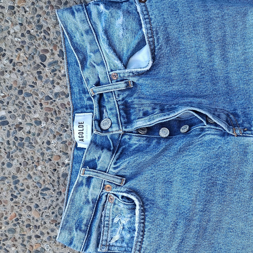 Agolde Fen High Rise distressed straight leg jeans size 25 - Picture 3 of 7